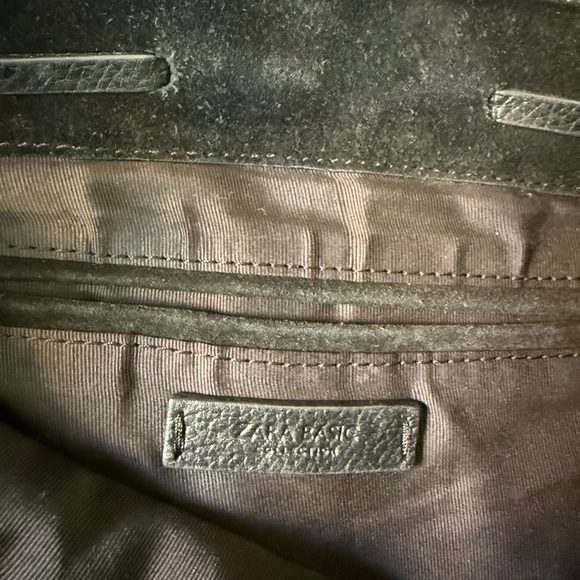 Zara Basics Black Macrame Suede Fringe Shoulder Bag - Picture 4 of 4